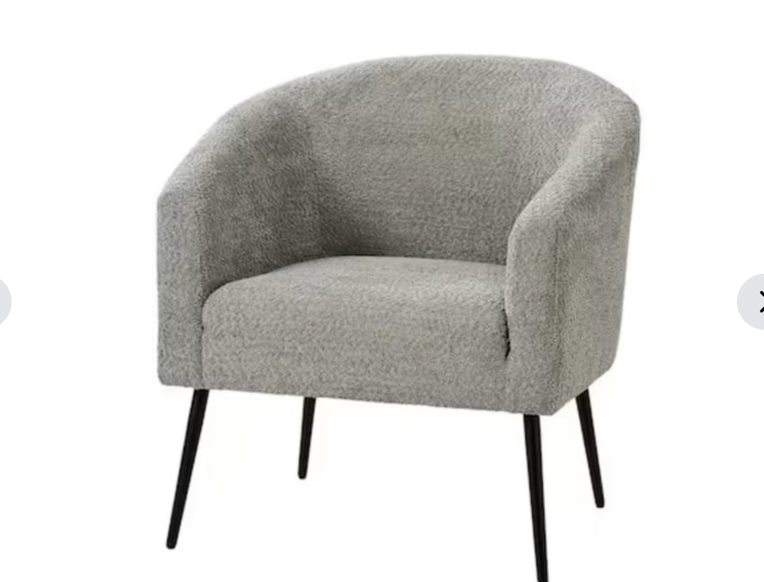 Brand new Gideon Grey Modern Boucle Armchair with Metal Legs