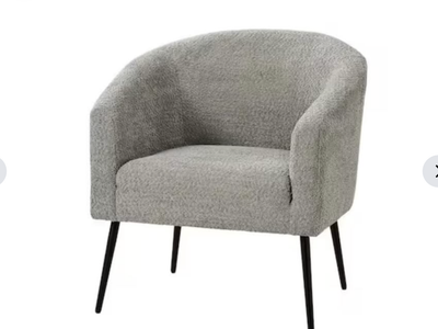 Brand new Gideon Grey Modern Boucle Armchair with Metal Legs