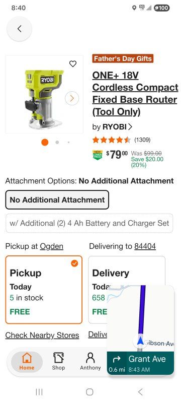Ryobi ONE+ 18V Cordless Compact Fixed Base Router - Tool Only, Excellent Condition
