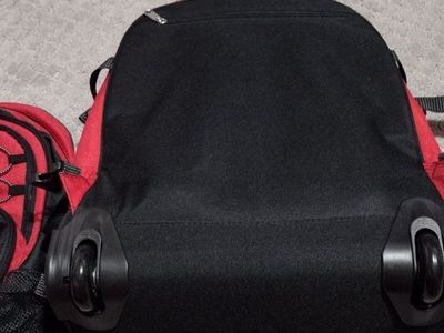 Red Rolling Backpack & Small Matching Backpack Set - Travel, School, or Everyday Use