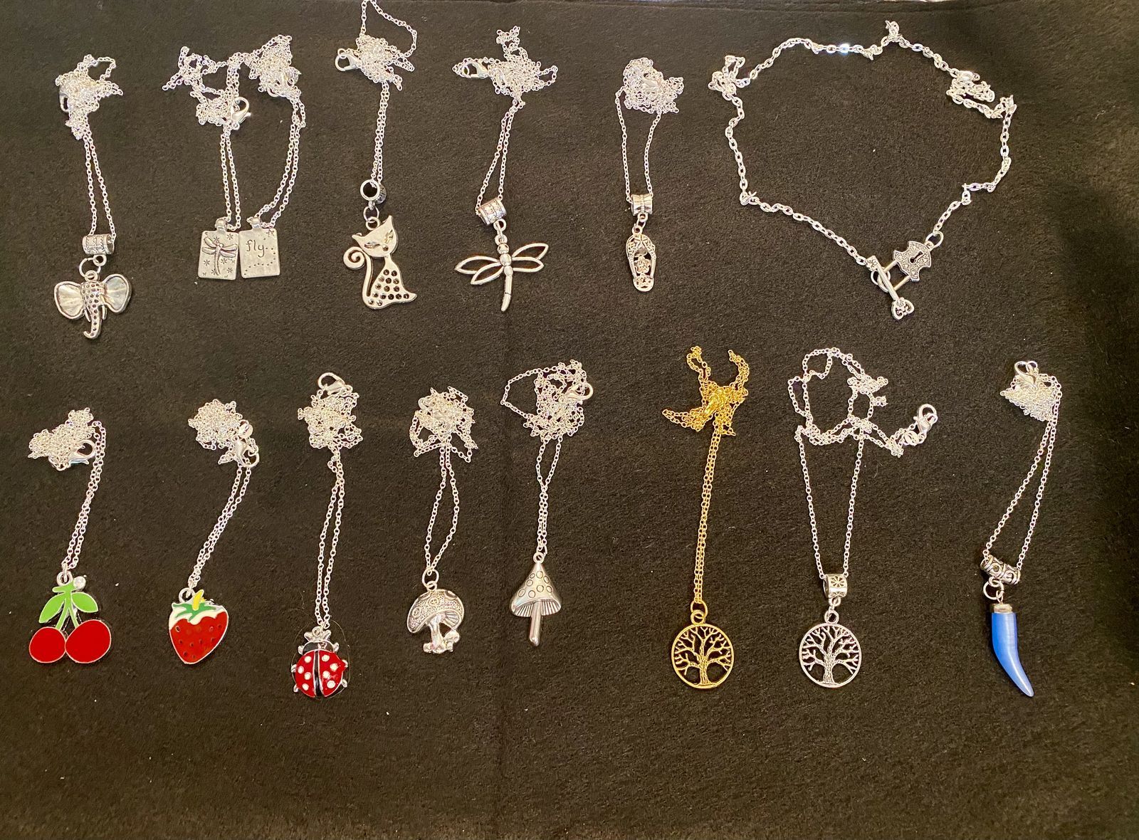 NEW! Assorted Novelty Charm Necklaces - Silver & Gold Plated Chains with Nature & Animal Pendants