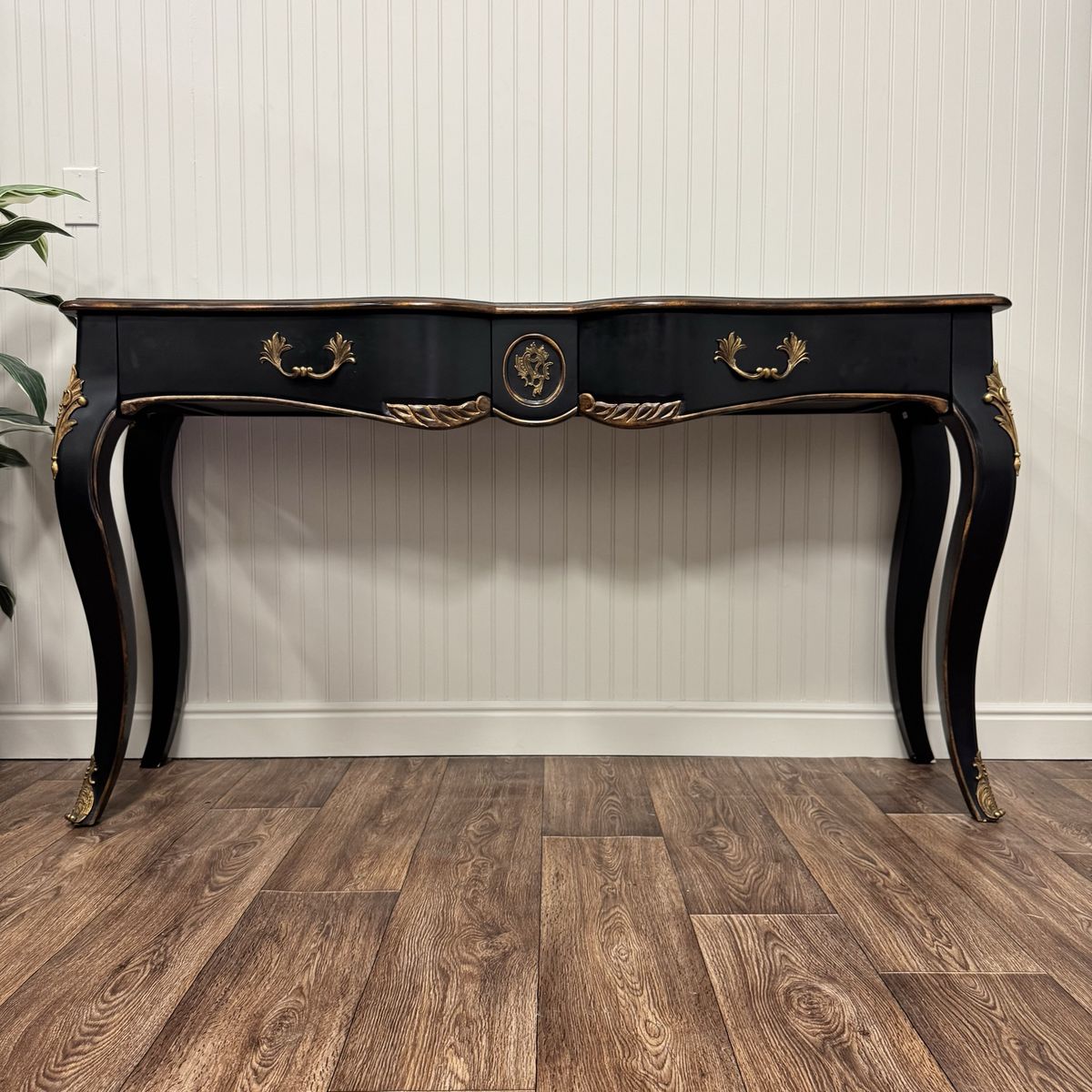 Black and Gold Serpentine Lillian August Sideboard / Console Table