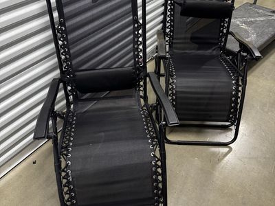 801-628-3598 Set of 2 black zero gravity outdoor chairs