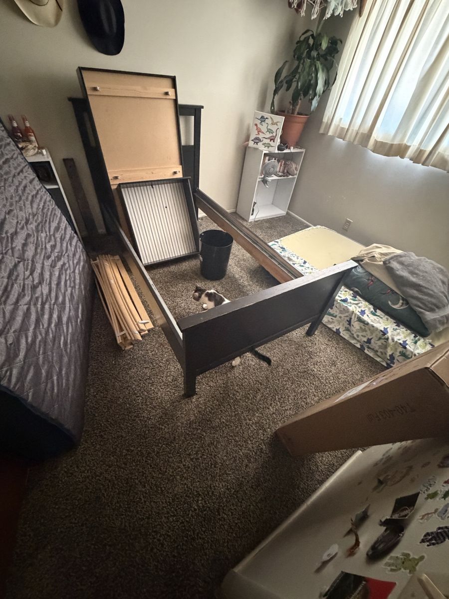 Free IKEA twin size bed frame with two drawers and mattress