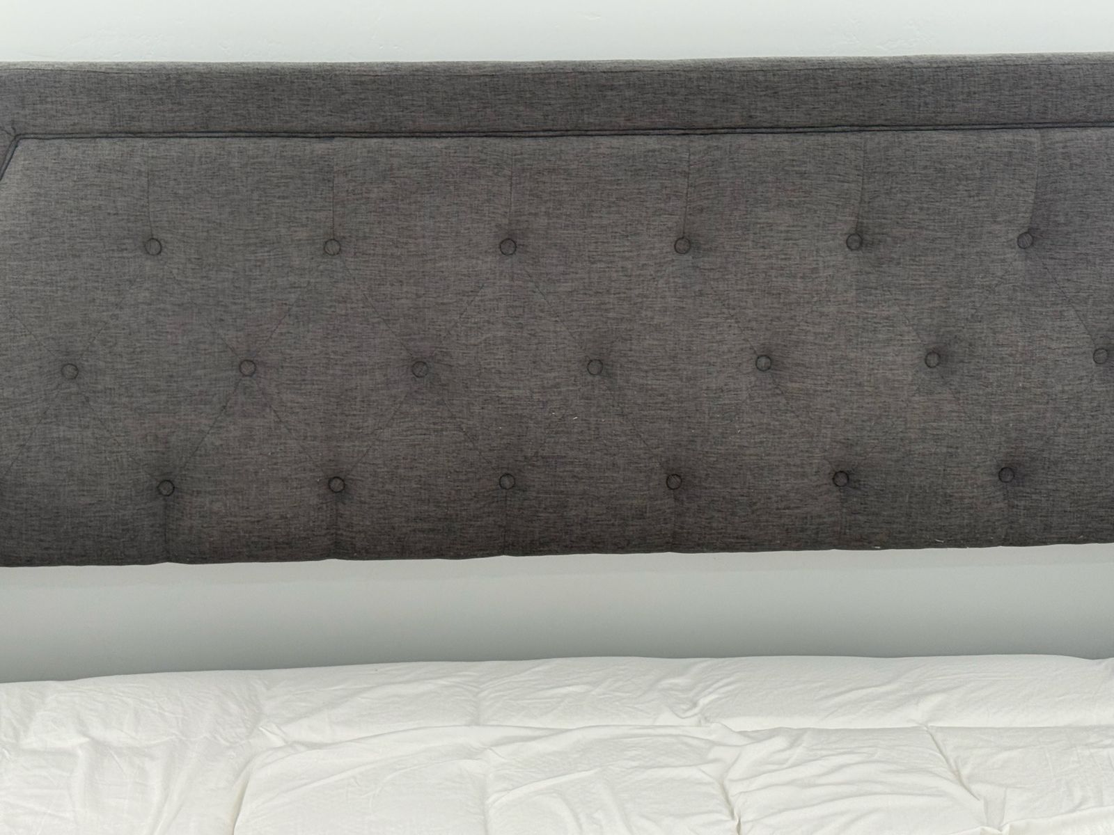 King Size Gray Button-Tufted Headboard