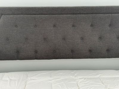 King Size Gray Button-Tufted Headboard