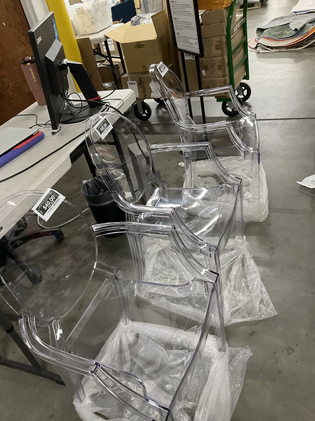 Modern Acrylic Stacking Arm Chair