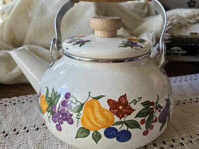 Vintage Fruit Enamel Tea Kettle
