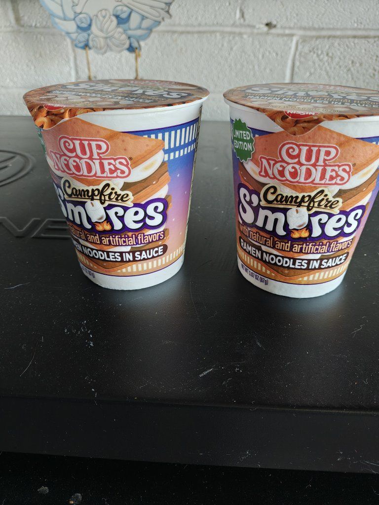 Nissin Cup Noodles Campfire S'mores Ramen Noodles in Sauce - Limited Edition.