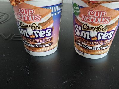 Nissin Cup Noodles Campfire S'mores Ramen Noodles in Sauce - Limited Edition.