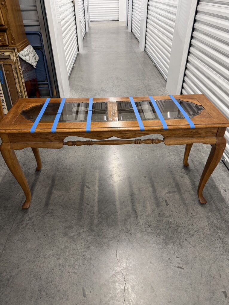 Wood and Glass Sofa Table