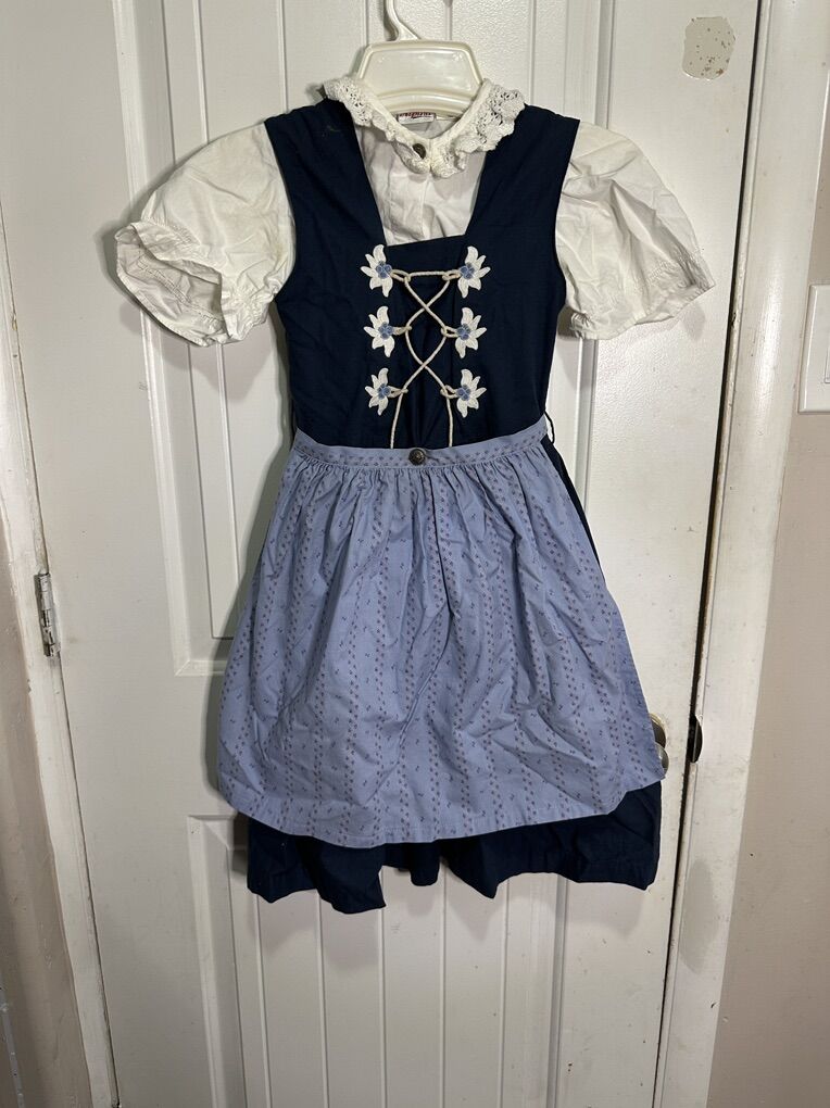 AUTHENTIC GERMAN WOMENS DIRNDL DRESS BLUE