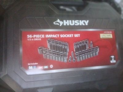 Husky 56-Piece 1/2 in. Drive Impact Socket Set - SAE & MM, with Case