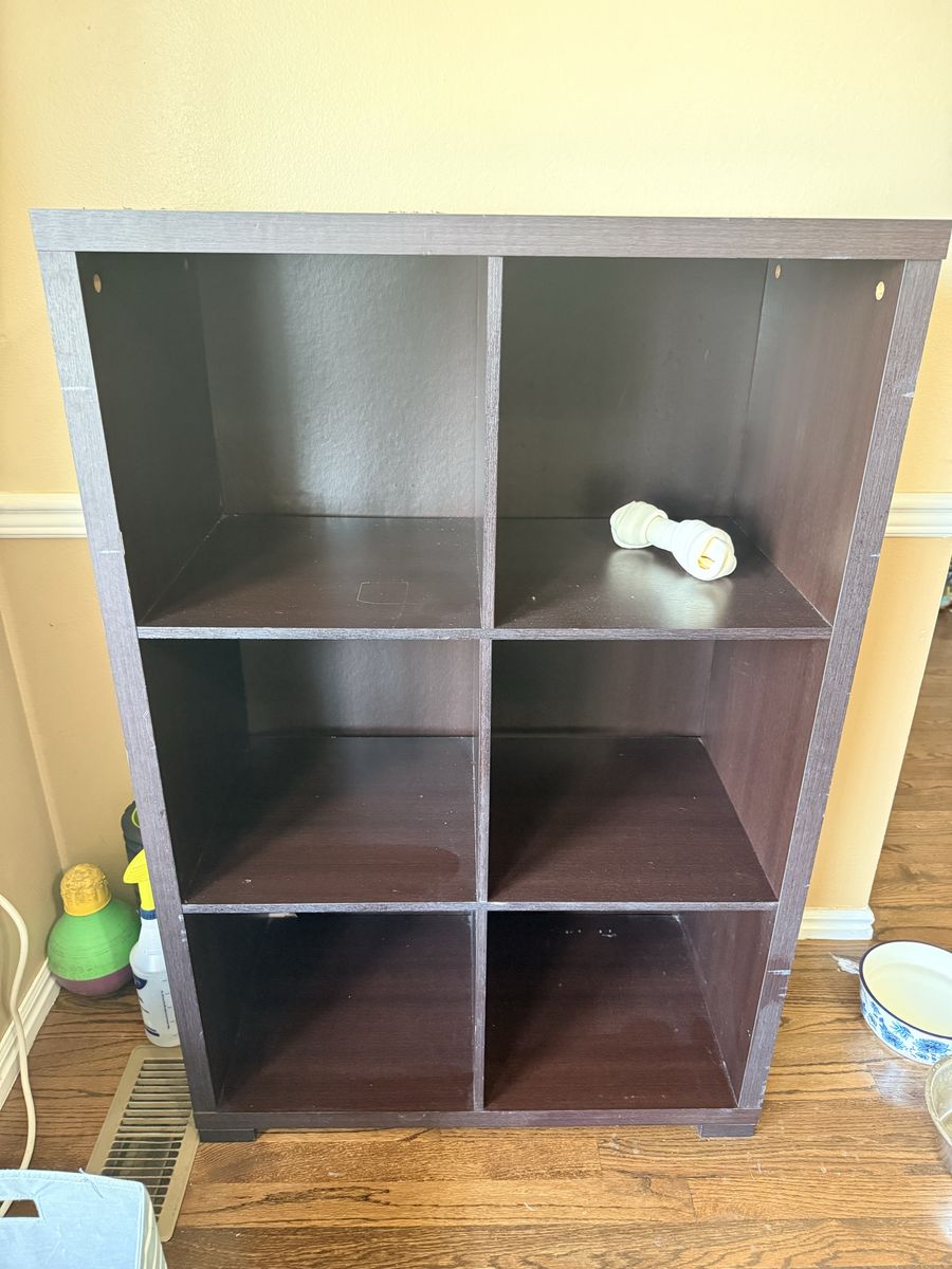 Dark Brown 6-Cube Storage Organizer Shelf