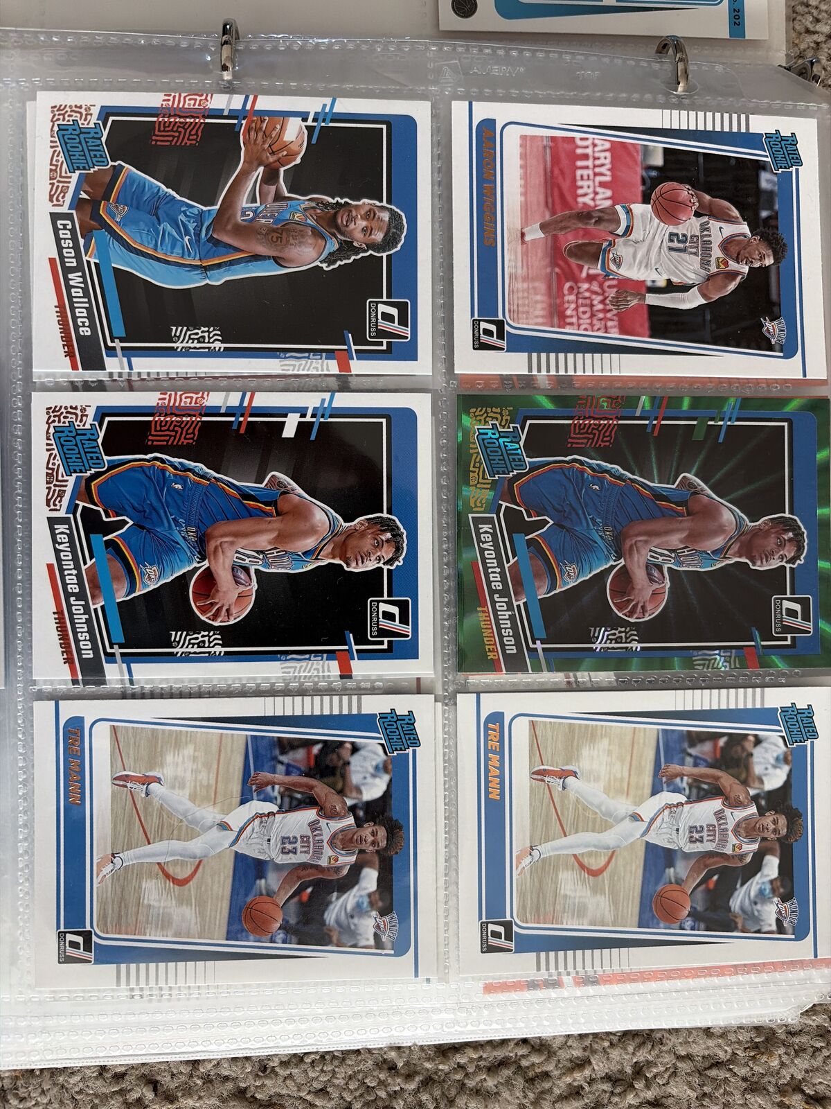 Page of OKC Rookie Cards