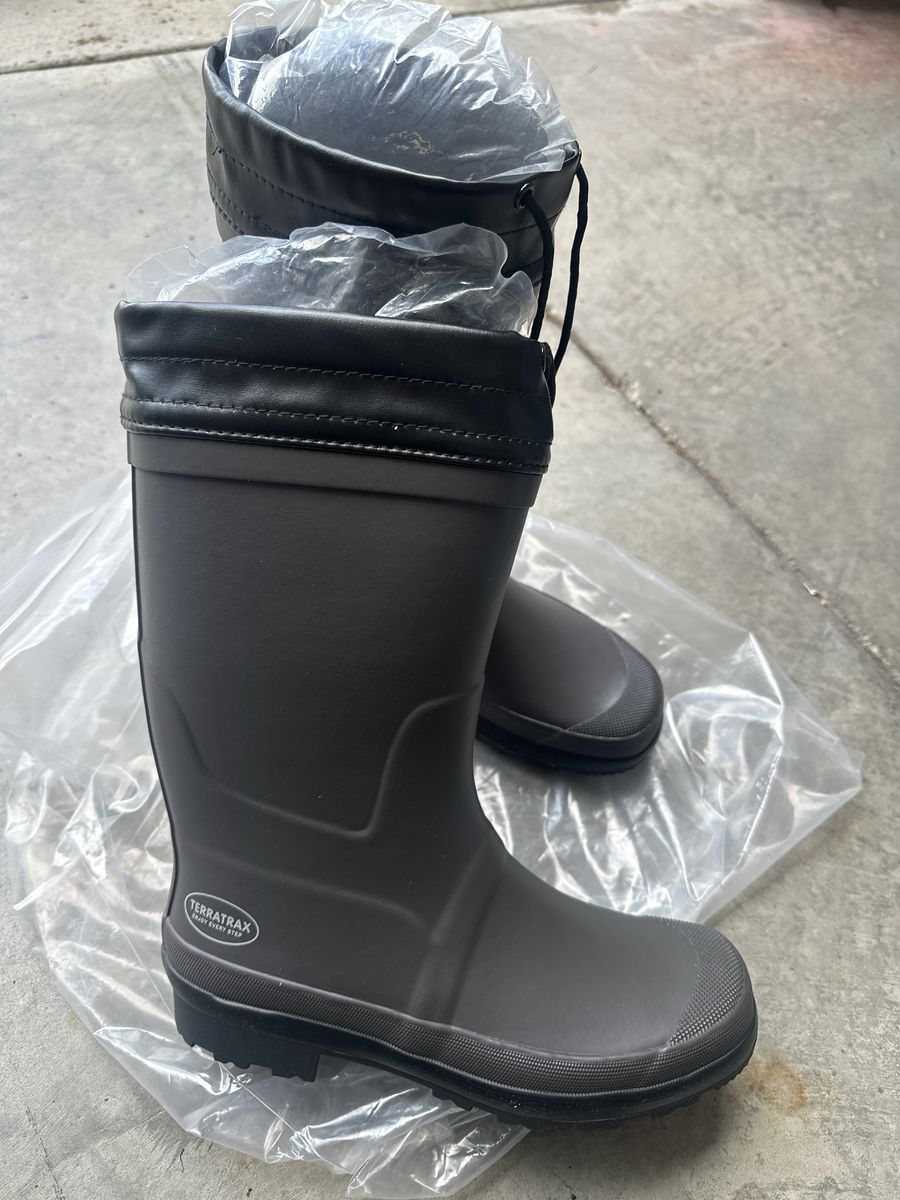 Terratrax Waterproof Rain Boots Size 41 Dark Grey Rubber Outdoor Boots