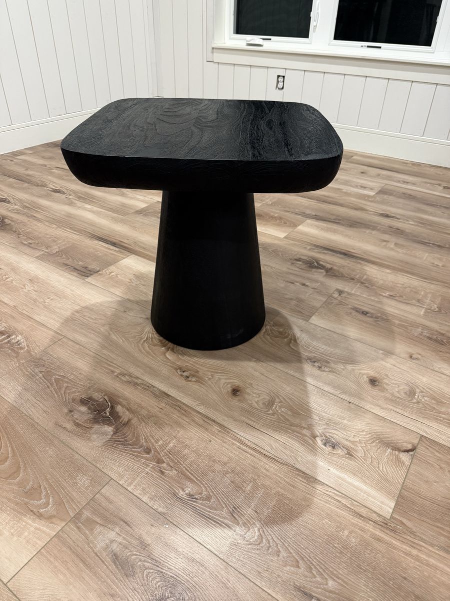 Black Wooden Pedestal Side Table 
