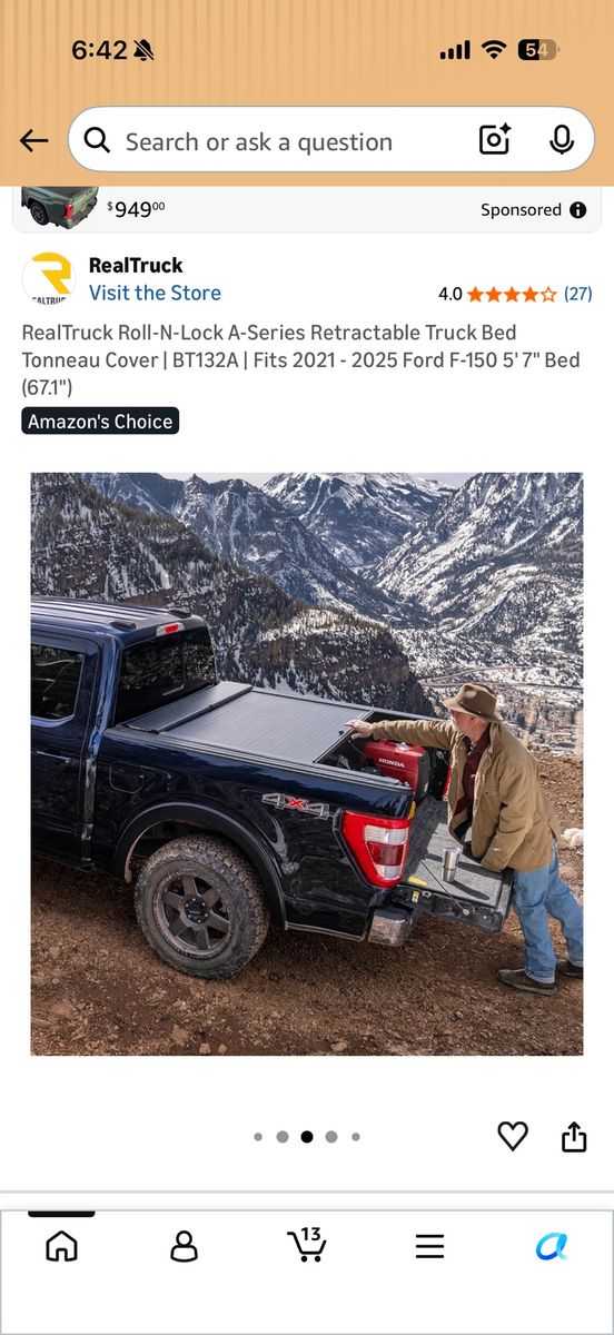 RealTruck Roll-N-Lock A-Series Retractable Truck Bed Tonneau Cover for Ford F-150 5'7" Bed