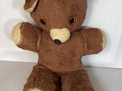 Very old Antique brown bear stuffed animal 14” tall