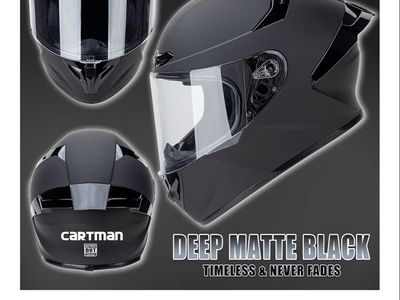 CARTMAN Full Face Motorcycle Helmet - Deep Matte Black, Small & Medium, DOT Approved, Vented