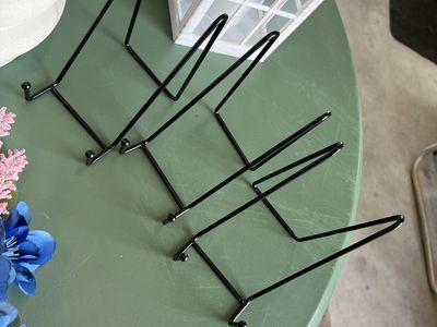 3 Black metal picture frame holders