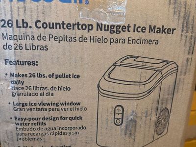 New in the box countertop NUGGET icemaker from new air 26 lbs NUGGET ice maker FOR 60.00
