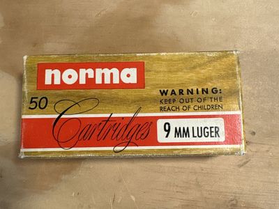 Vintage NORMA 9MM luger ammo box
