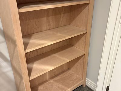 Unfinished wood bookshelves