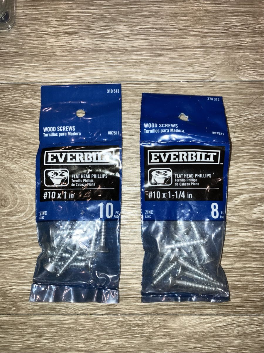 Everbilt Round Head Phillips Wood Screws #10 × 1-1/2  (2 Bags) 18 Screws