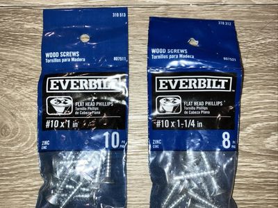 Everbilt Round Head Phillips Wood Screws #10 × 1-1/2 (2 Bags) 18 Screws