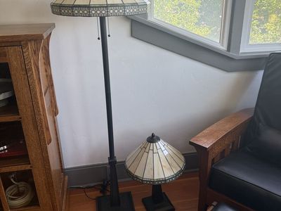 Tiffany Style Stained Glass Floor Lamp & Table Lamp Set - Arts & Crafts, Mission