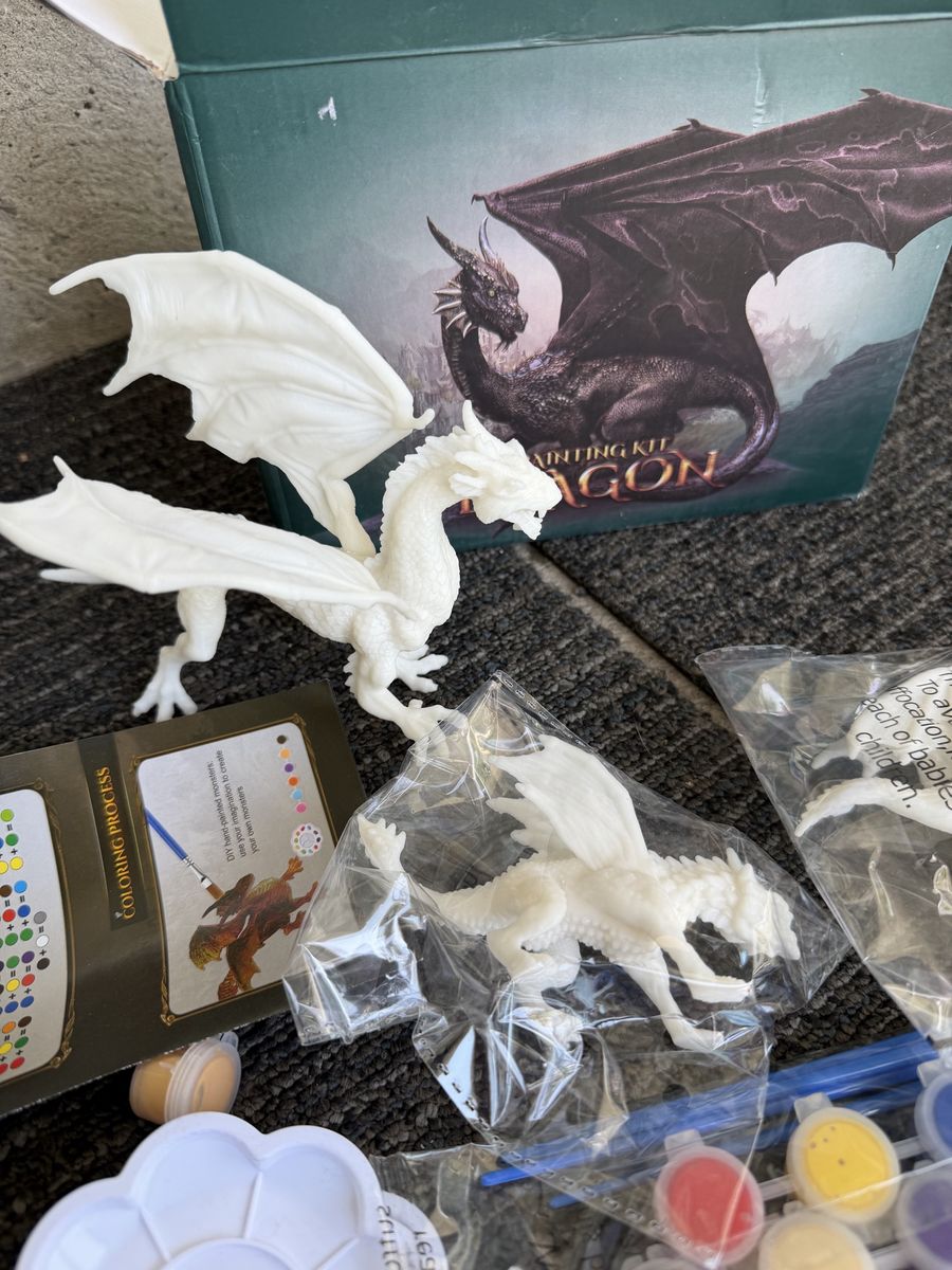 3D Dragon Painting Kit - DIY Paint Your Own Dragon Figurines Set with Paints and Brushes