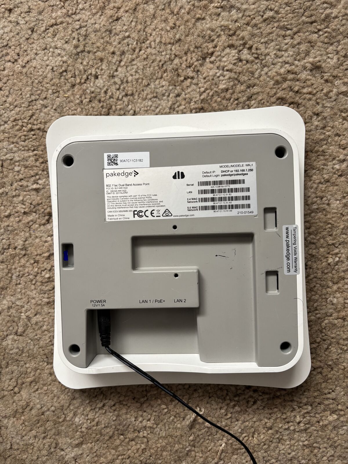 Pakedge WK-1 802.11ac Dual Band Wifi Wireless Access Point