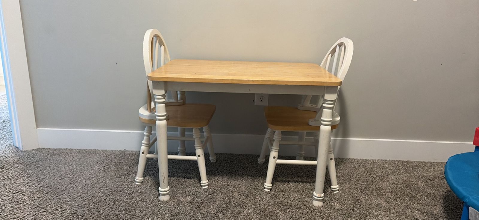 Children's Wooden Table and Two Chairs Set