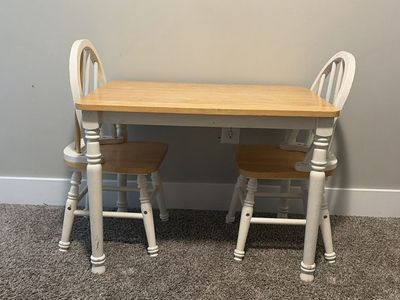 Children's Wooden Table and Two Chairs Set