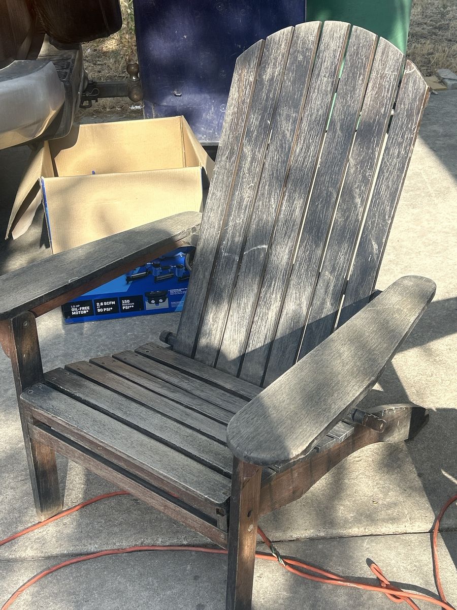 Pair of Wooden Teak Adirondack Outdoor Chairs