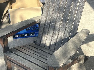 Pair of Wooden Teak Adirondack Outdoor Chairs