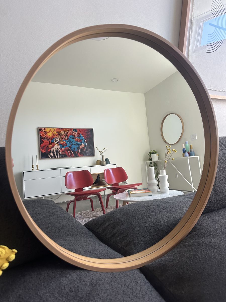 Hearth & Hand Magnolia 30-Inch Round Wood Mirror