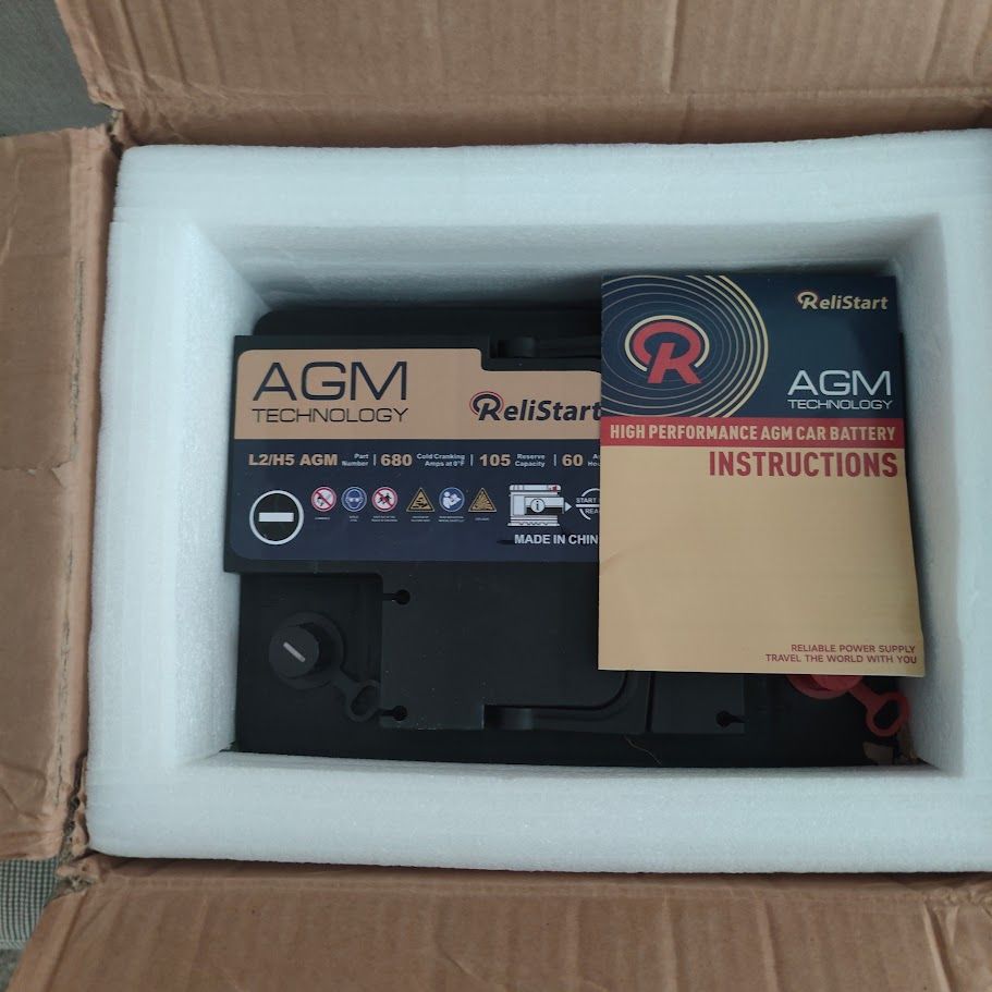 ReliStart AGM Car Battery | Group Size 47 | 12V 60AH | L2/H5