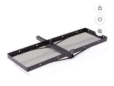 Hyper Tough Folding Cargo Carrier Hitch Mount - 500lb Capacity for 2" Receiver, 300lb for 1.25" Receiver