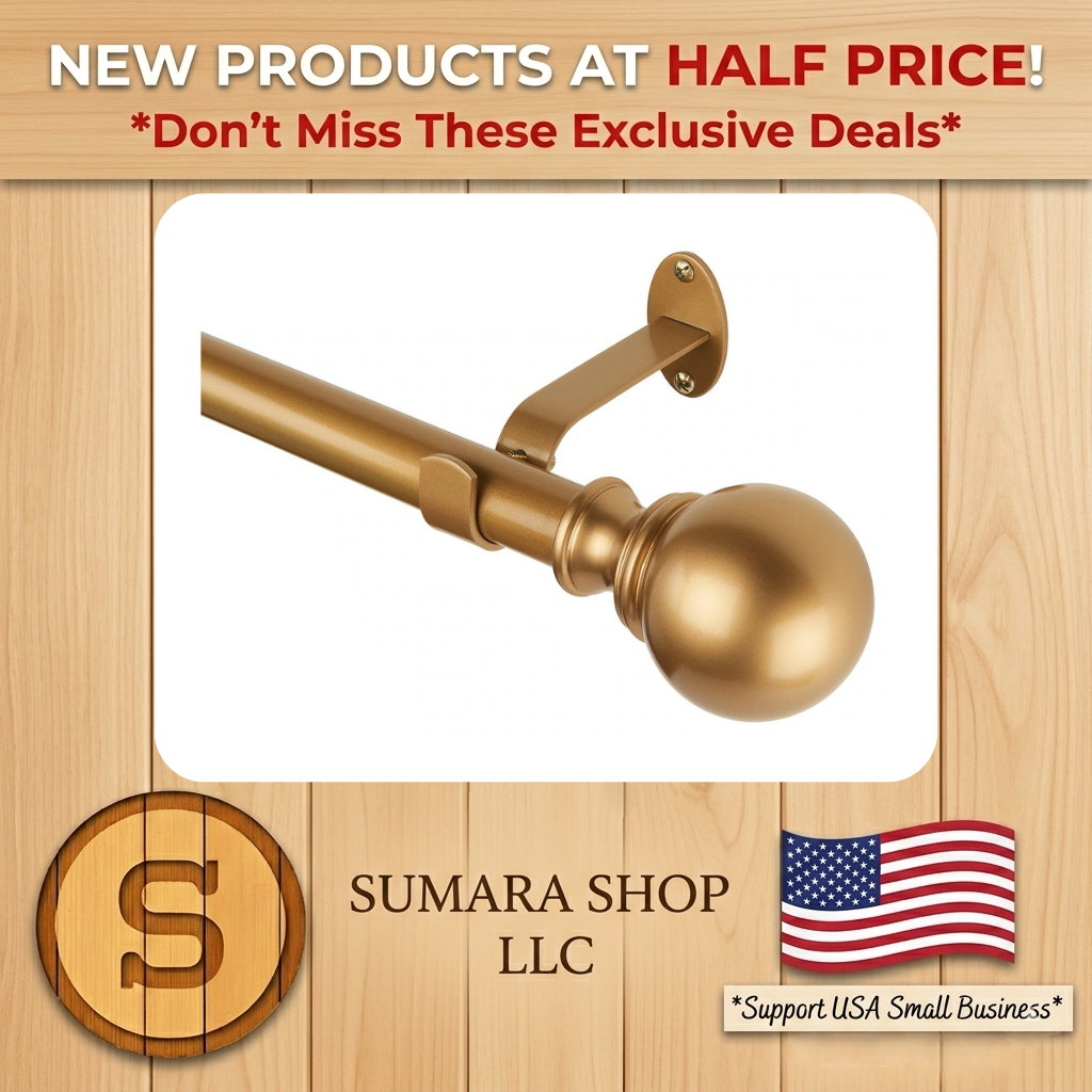 Elrene Soft Gold Adjustable Curtain Rod 28"-48" - New Open Box