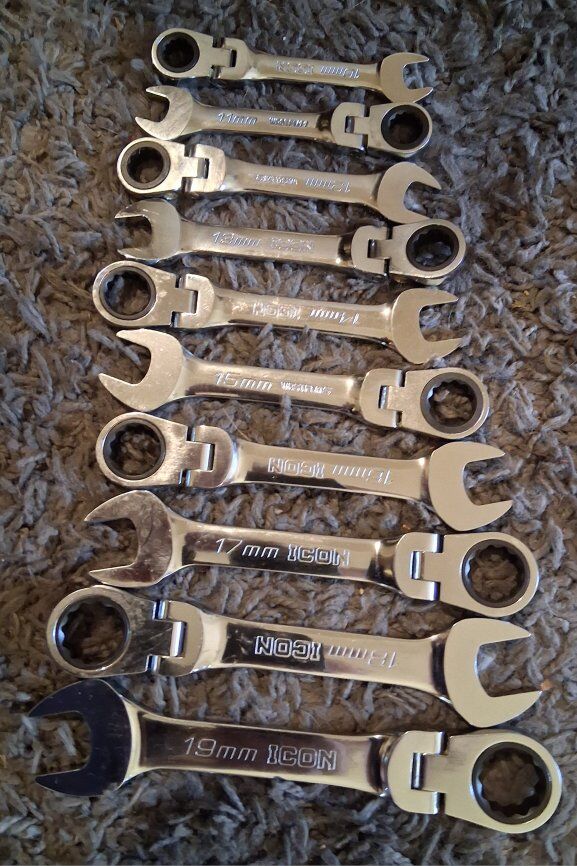 Icon professional metric stubby ratcheting wrenche