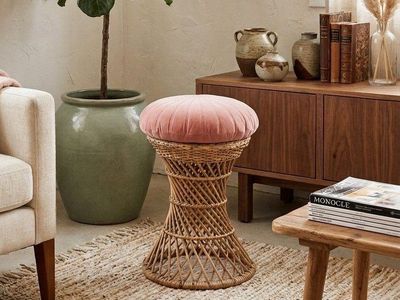 Wicker Rattan Stool with Cushion