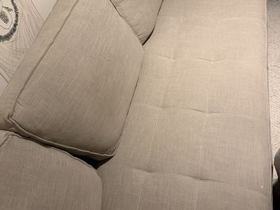 Beige Tufted Sofa - 3-4 Seater Couch