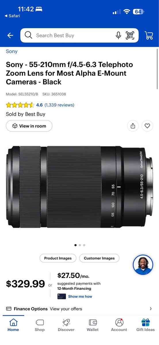 SONY E 55-210mm F4.5-6.3 Lens for SONY E-Mount Cameras