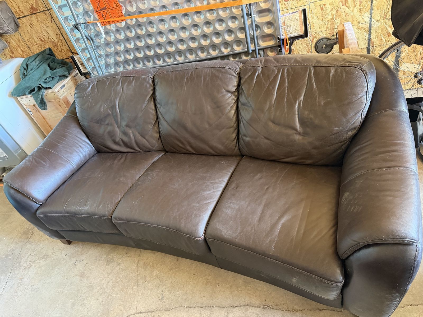 Dark Brown Leather Couch Set