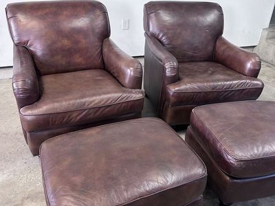 Leather Chairs & Ottomans