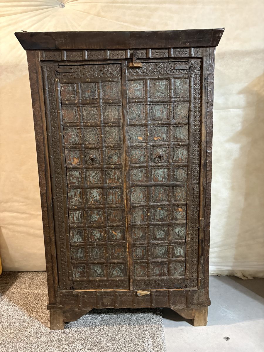 Rustic Armoire with Metal Clad Doors