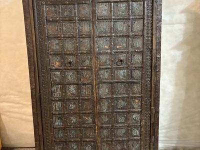 Rustic Armoire with Metal Clad Doors
