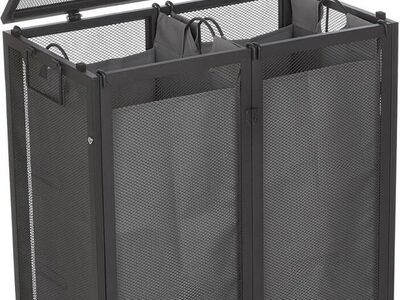 110L Toy Chest with Handles, 2 Sections, Black